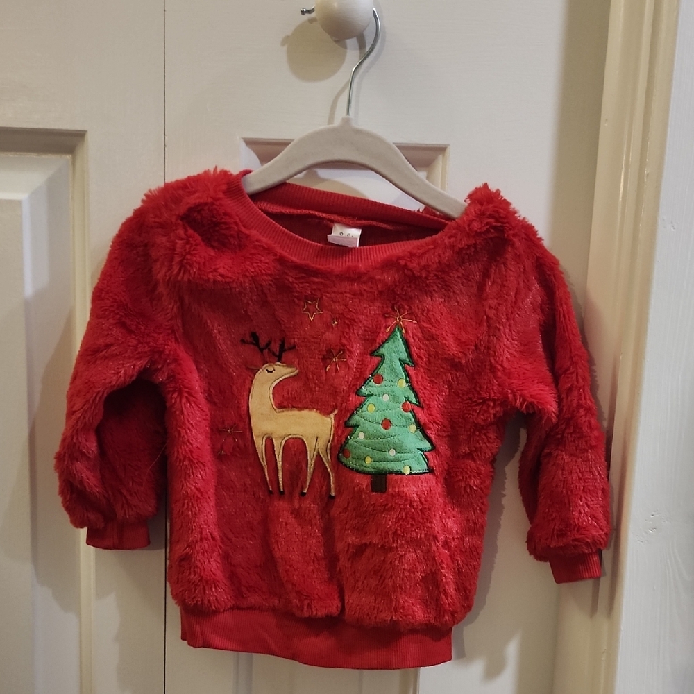 Baby Essentials Red Fuzzy Holiday Sweatshirt